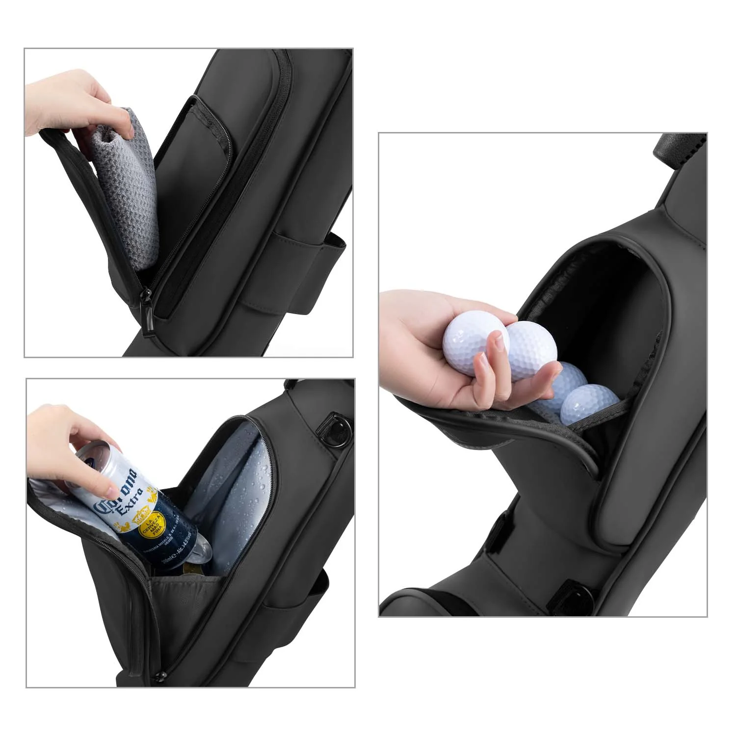 Lightweight Synthetic Leather Golf Stand Bag-Black