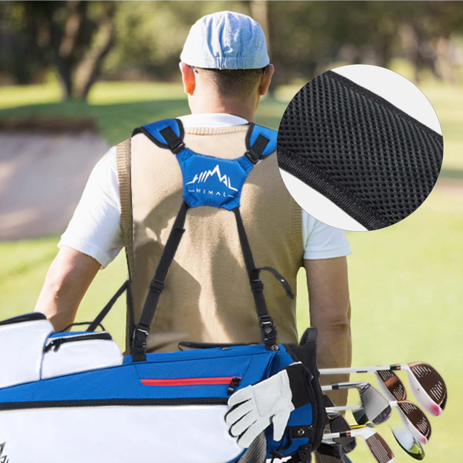 Golf Stand Bag with 8 Way Top Dividers-Blue White