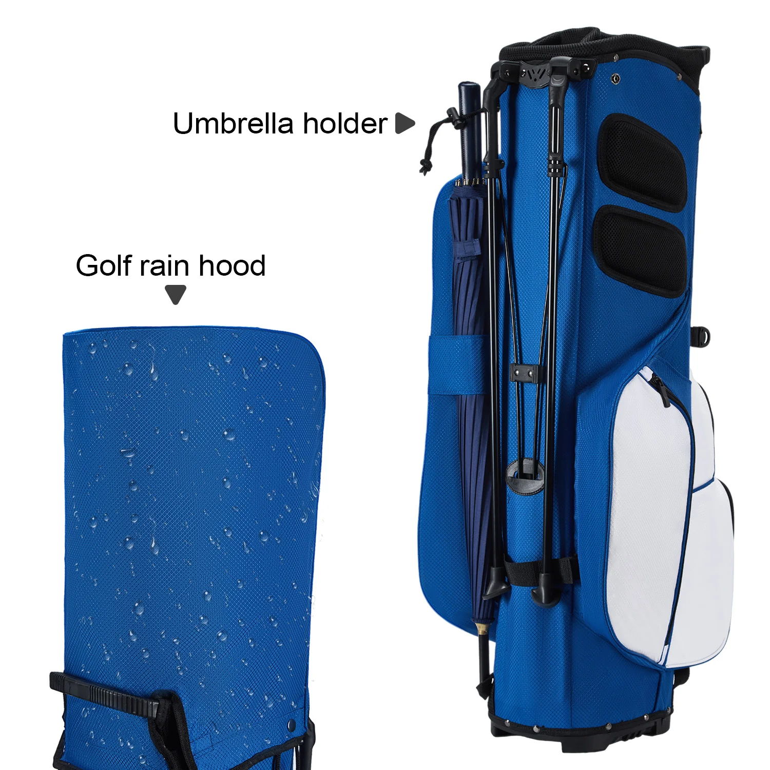 Golf Stand Bag with 8 Way Top Dividers-Blue White