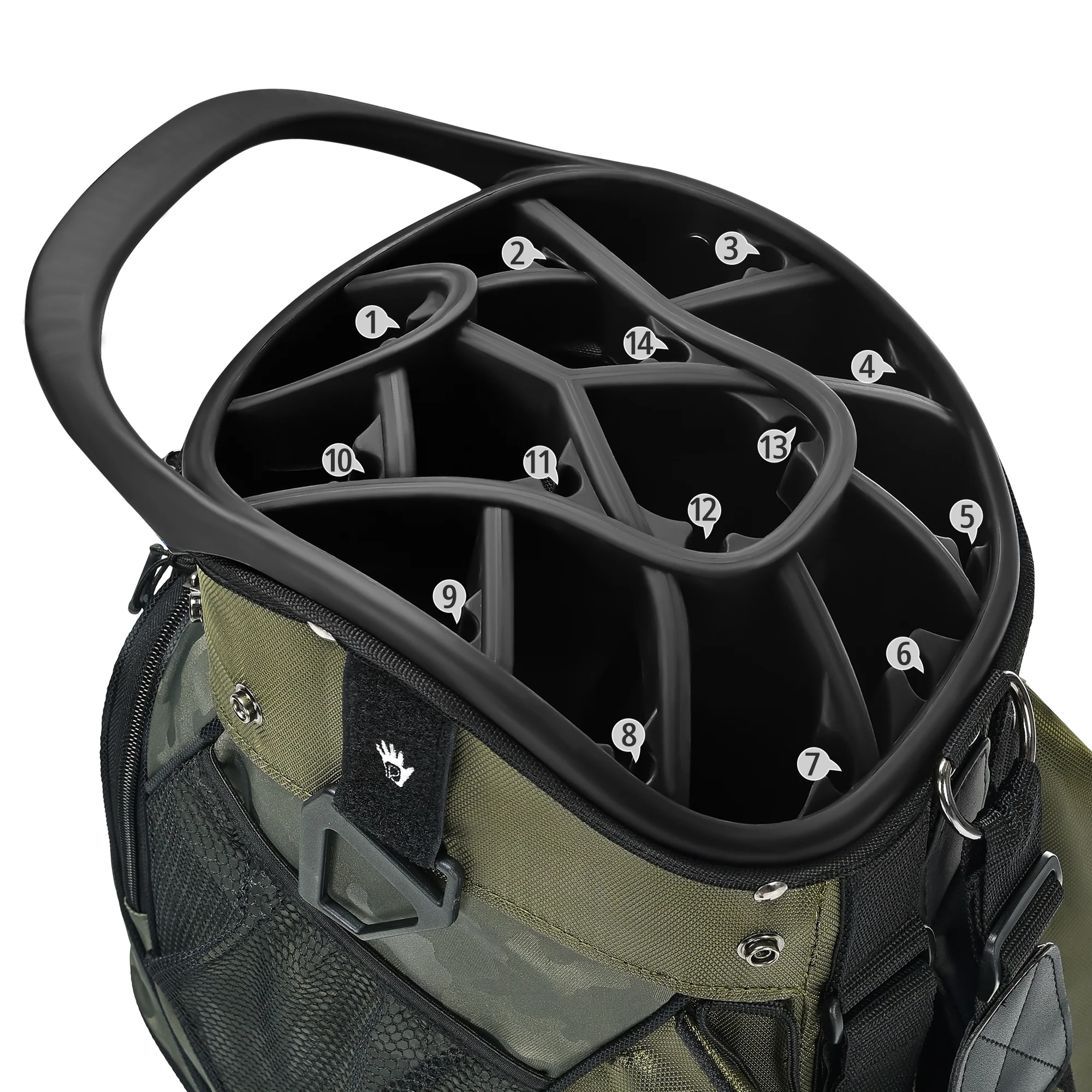 Silent 001 Quiet & Anti-Collision 14 Way Organizer Dividers‌ Golf Cart Bag-Camo