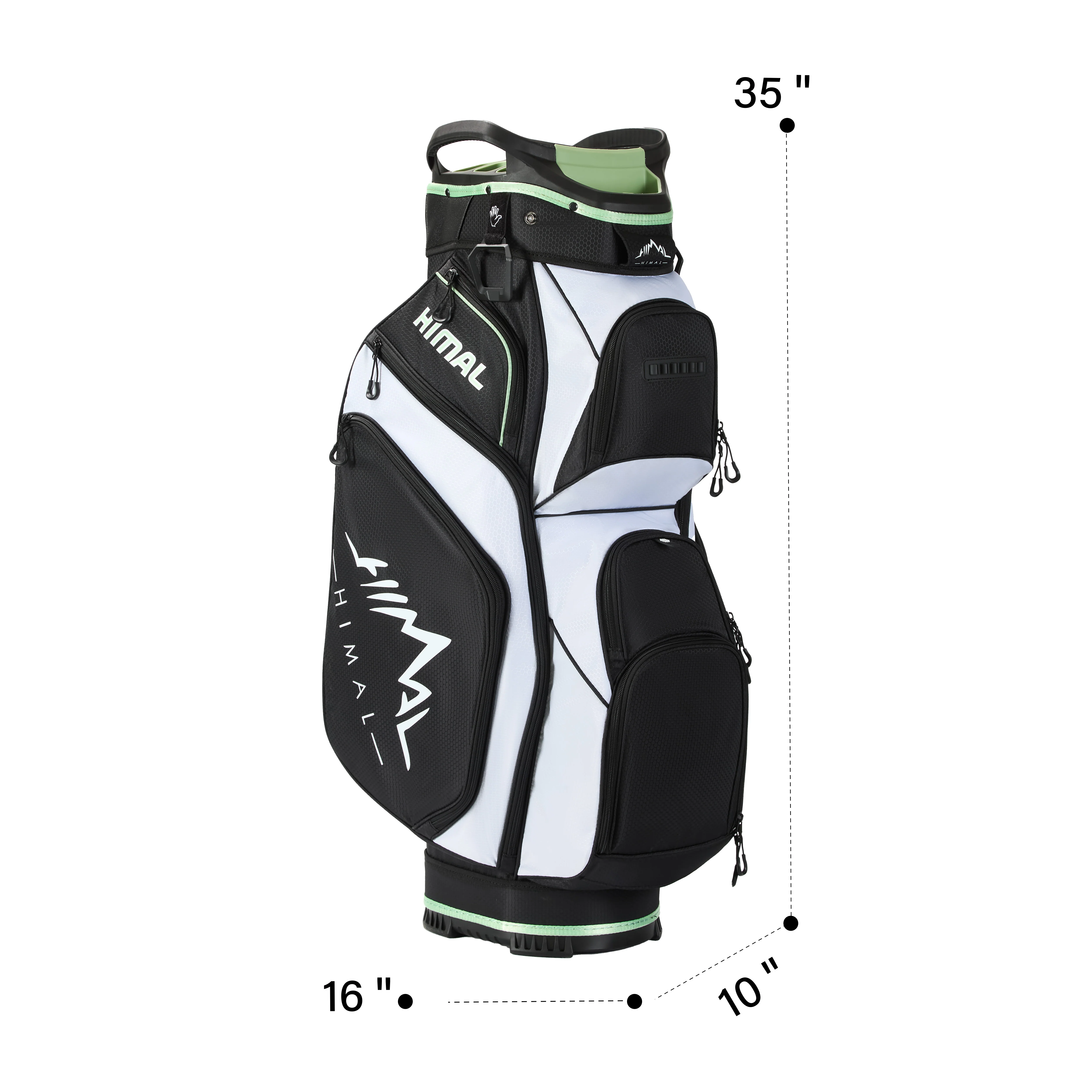 14-Way Full Length Premium Golf Cart Bag-Black White