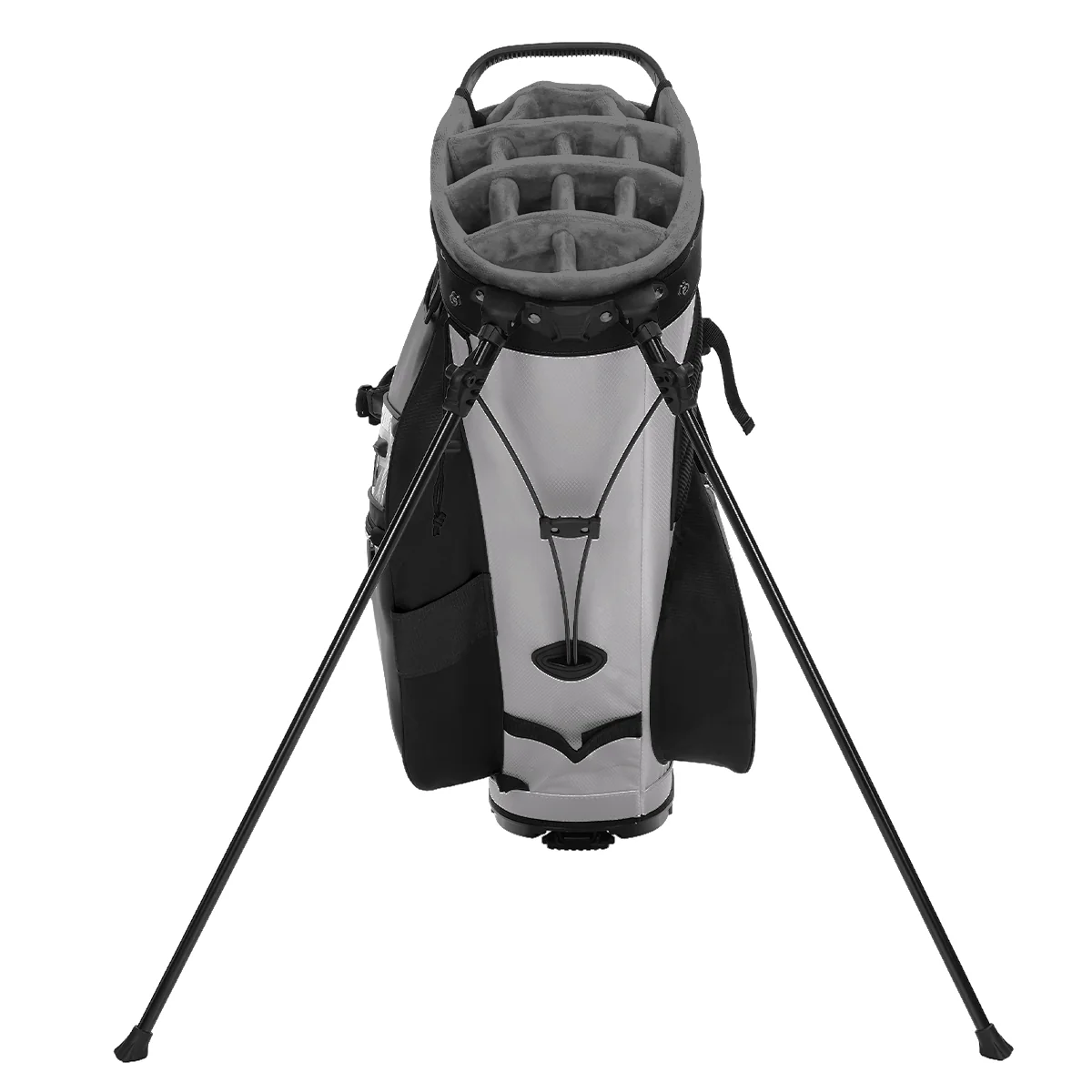 14-Way PU Leather Golf Stand Bag-Pure Black Gray