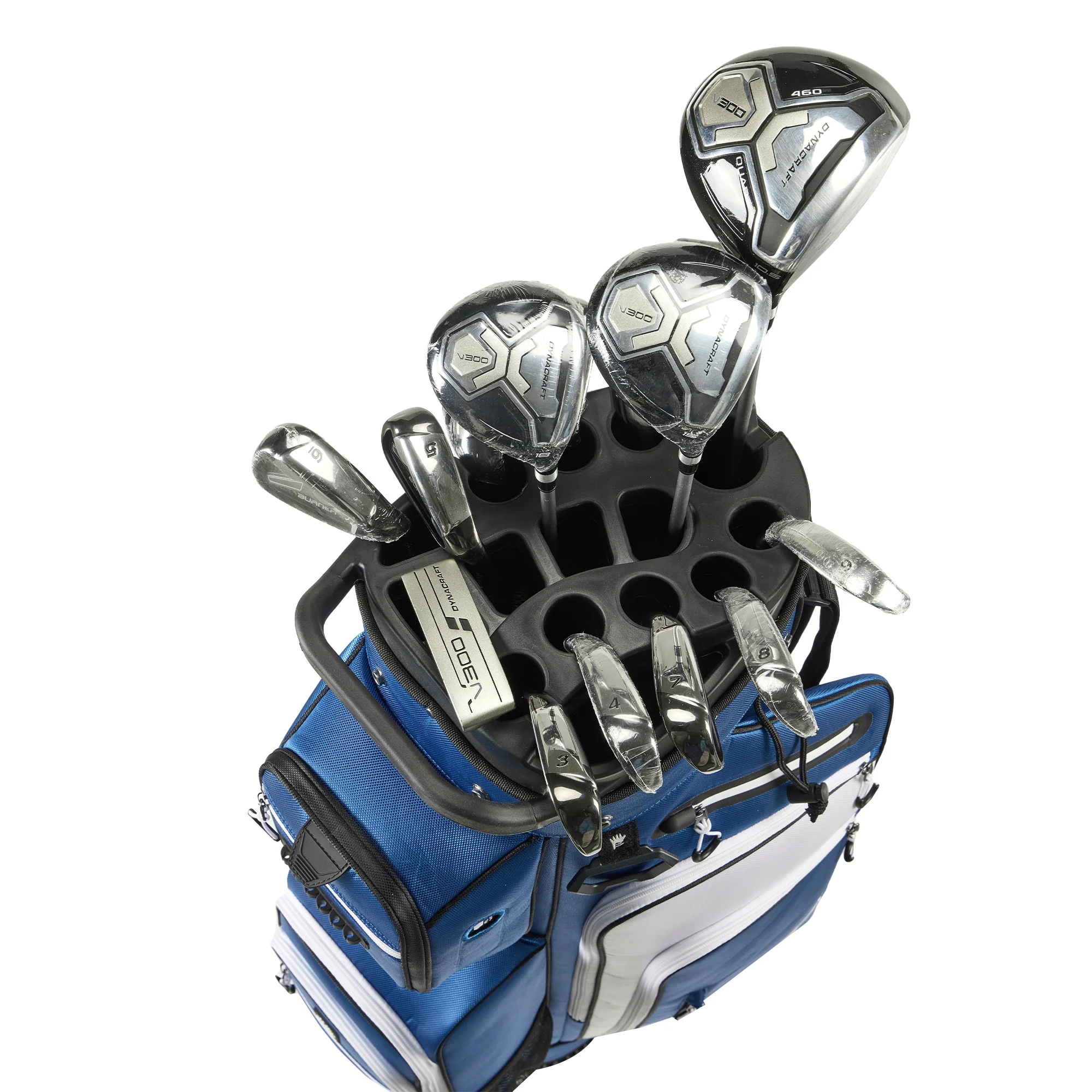 15-Way Full-Length Divider Golf Cart Bag-Blue White