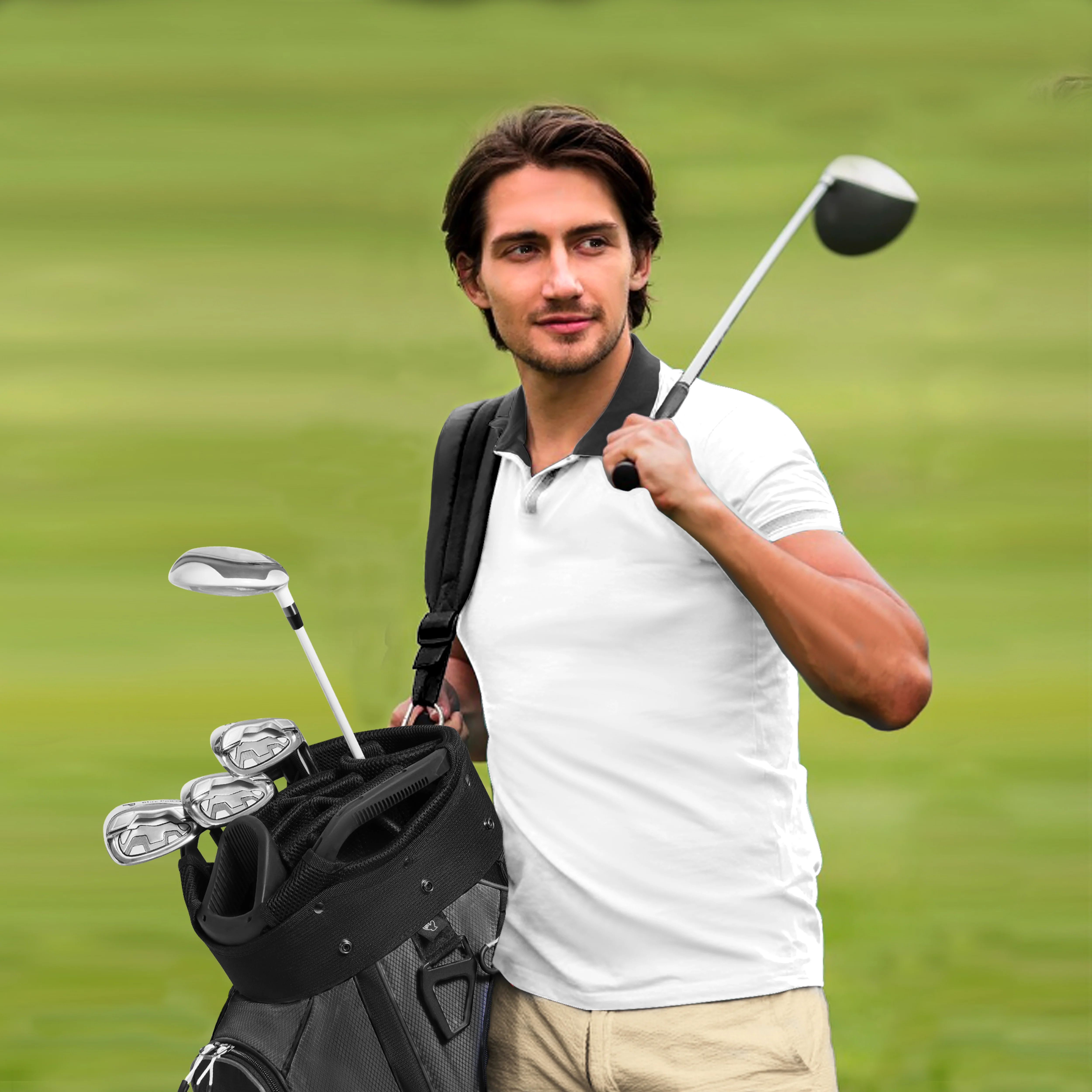 14 Way Golf Cart Bag-Black Grey