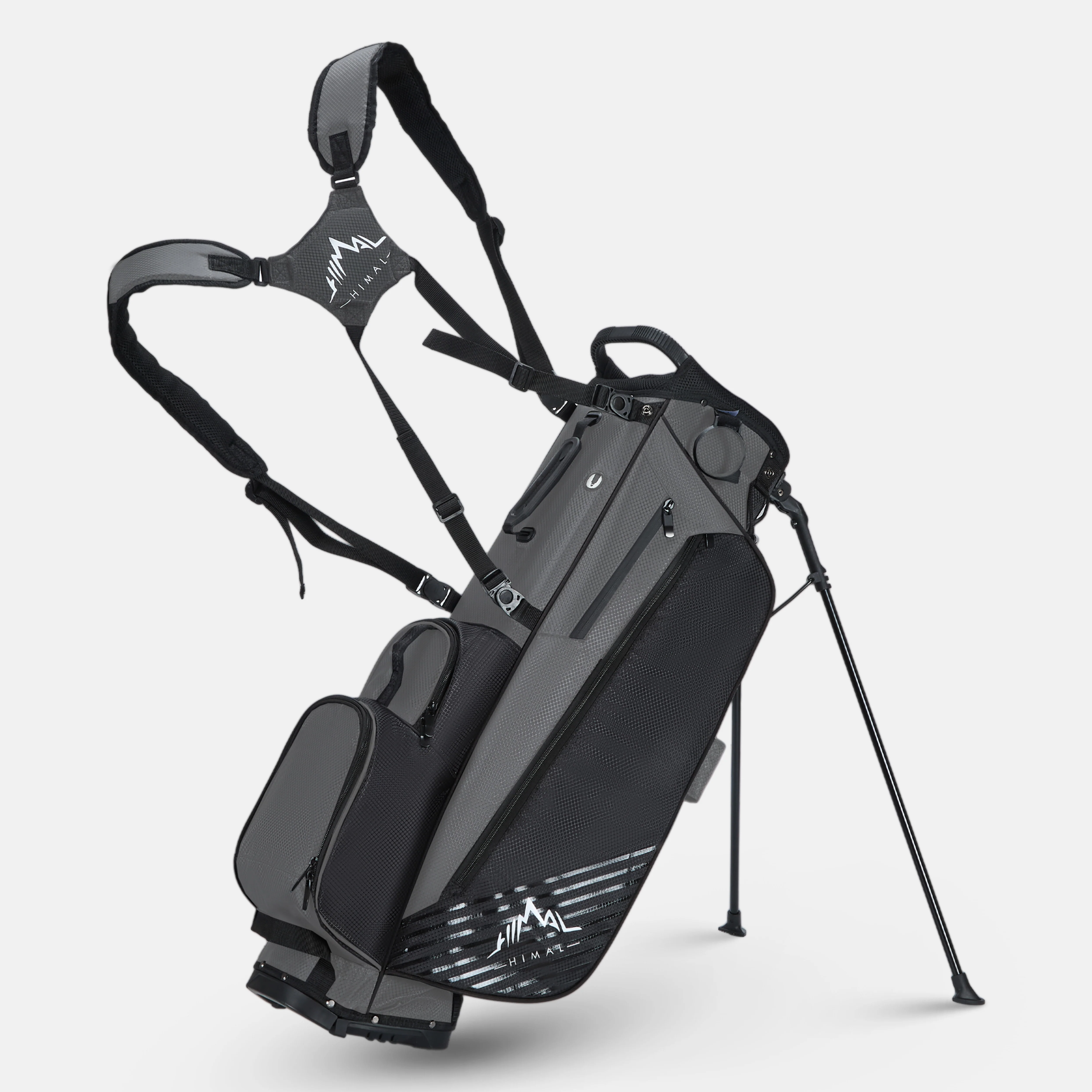 Golf Stand Bag with 8 Way Top Dividers-Black Grey