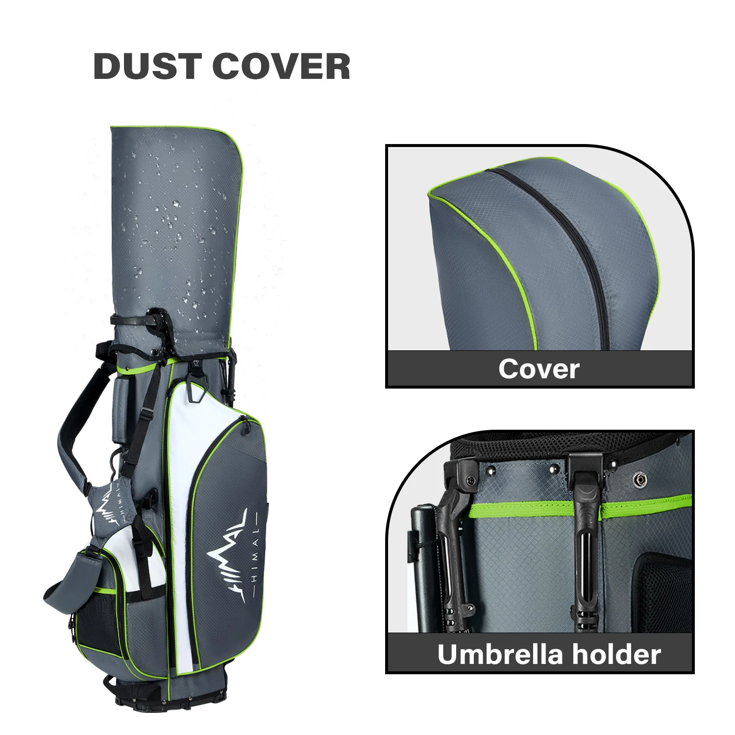 4-Way Golf Stand Bag-Steel Gray White