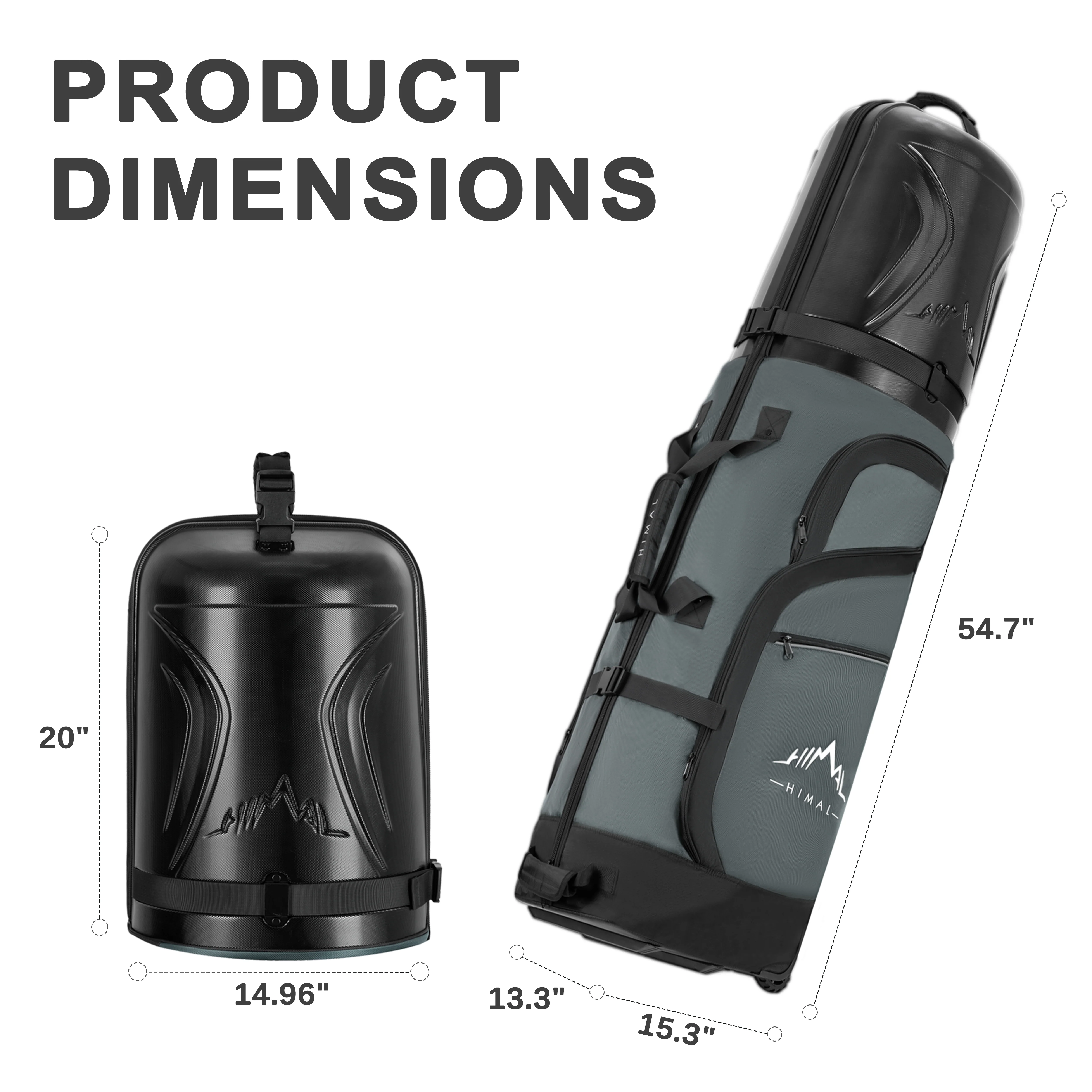 Heavy Duty Oxford Fabric Golf Travel Bag with Hard Case Top-Neutral Gray