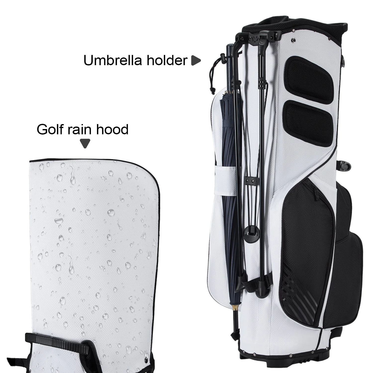Golf Stand Bag with 8 Way Top Dividers-Black White