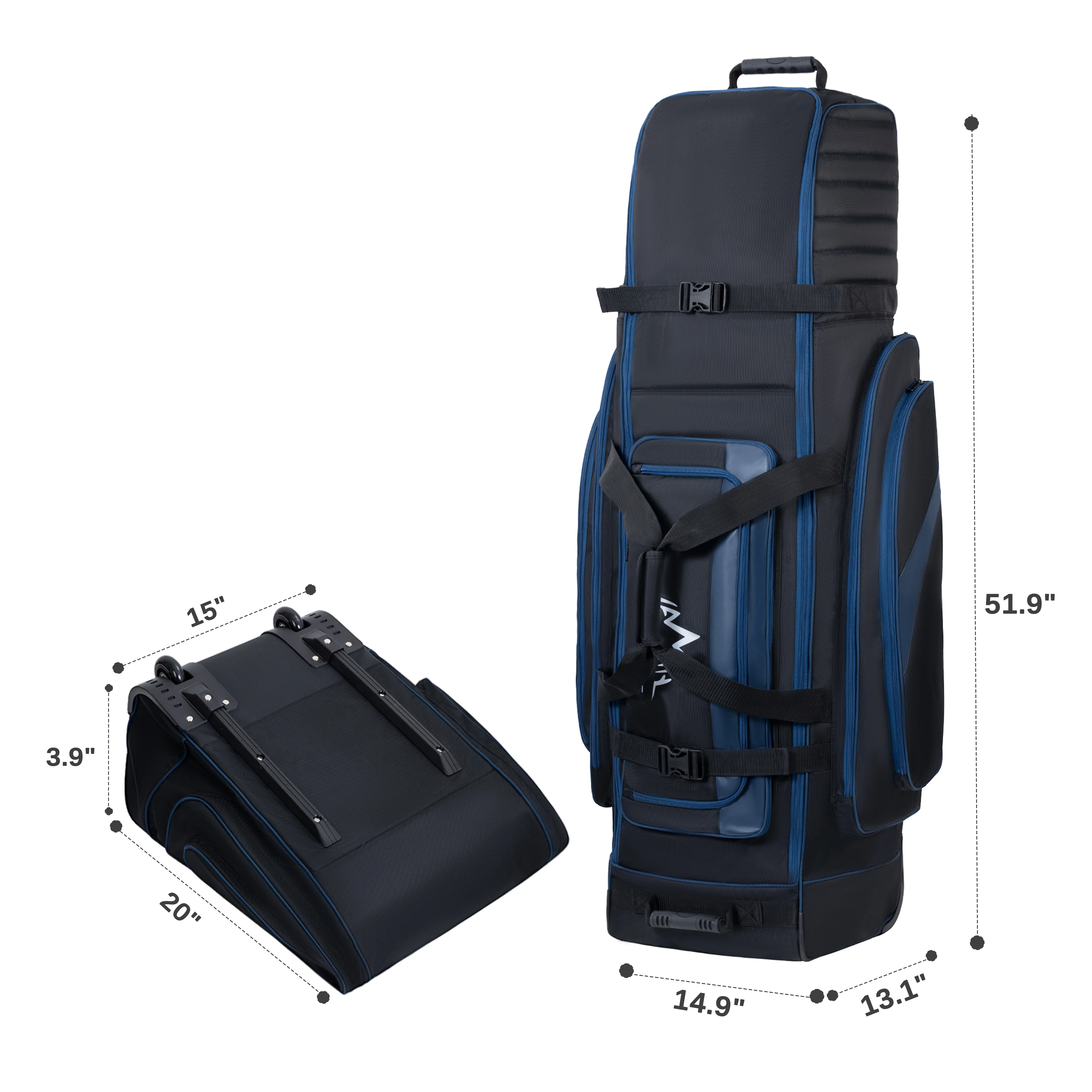 Soft-Sided Golf Travel Bag Cover with Wheels-Deep Blue