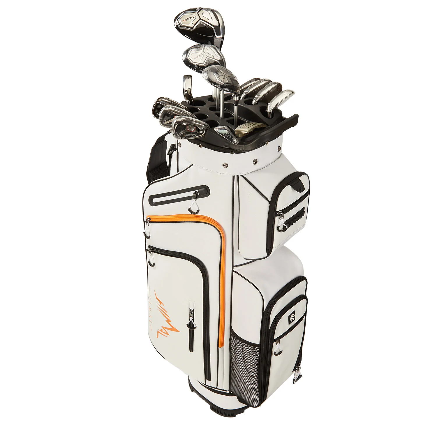 15-Way Full-Length Divider Golf Cart Bag-White Orange