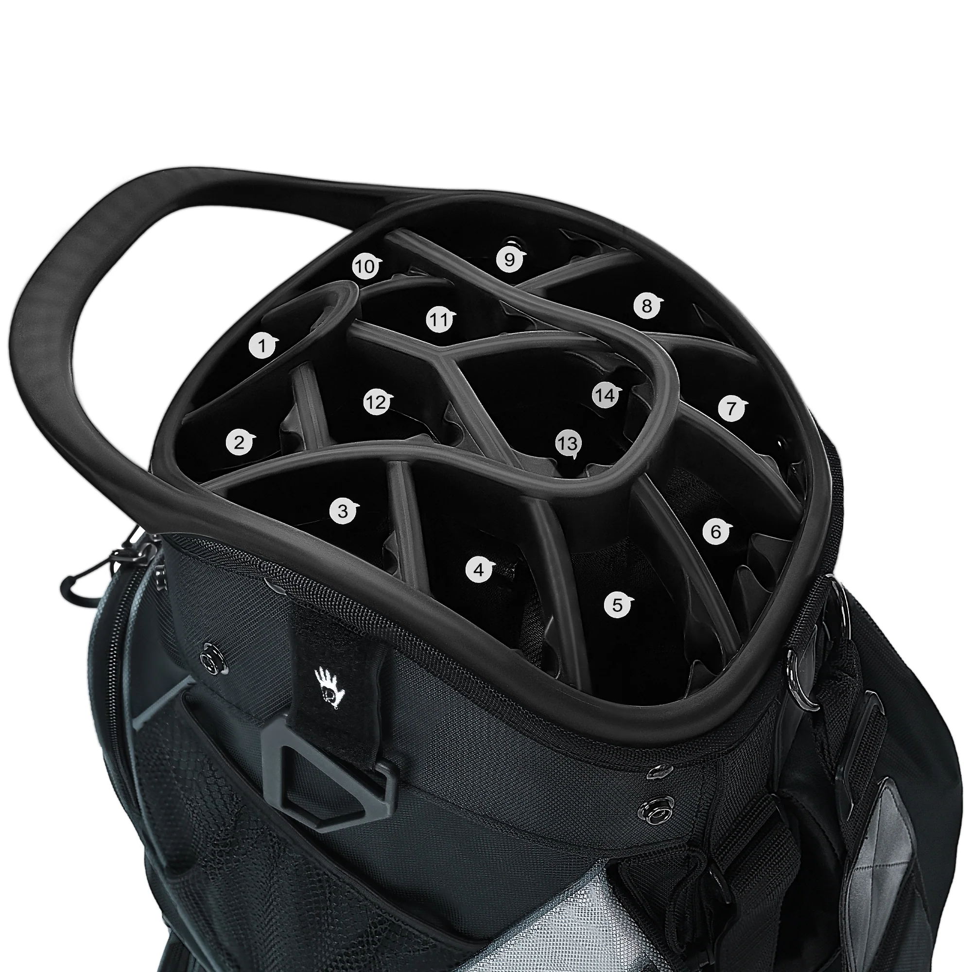 Silent 001 Quiet & Anti-Collision 14 Way Organizer Dividers‌ Golf Cart Bag-Black
