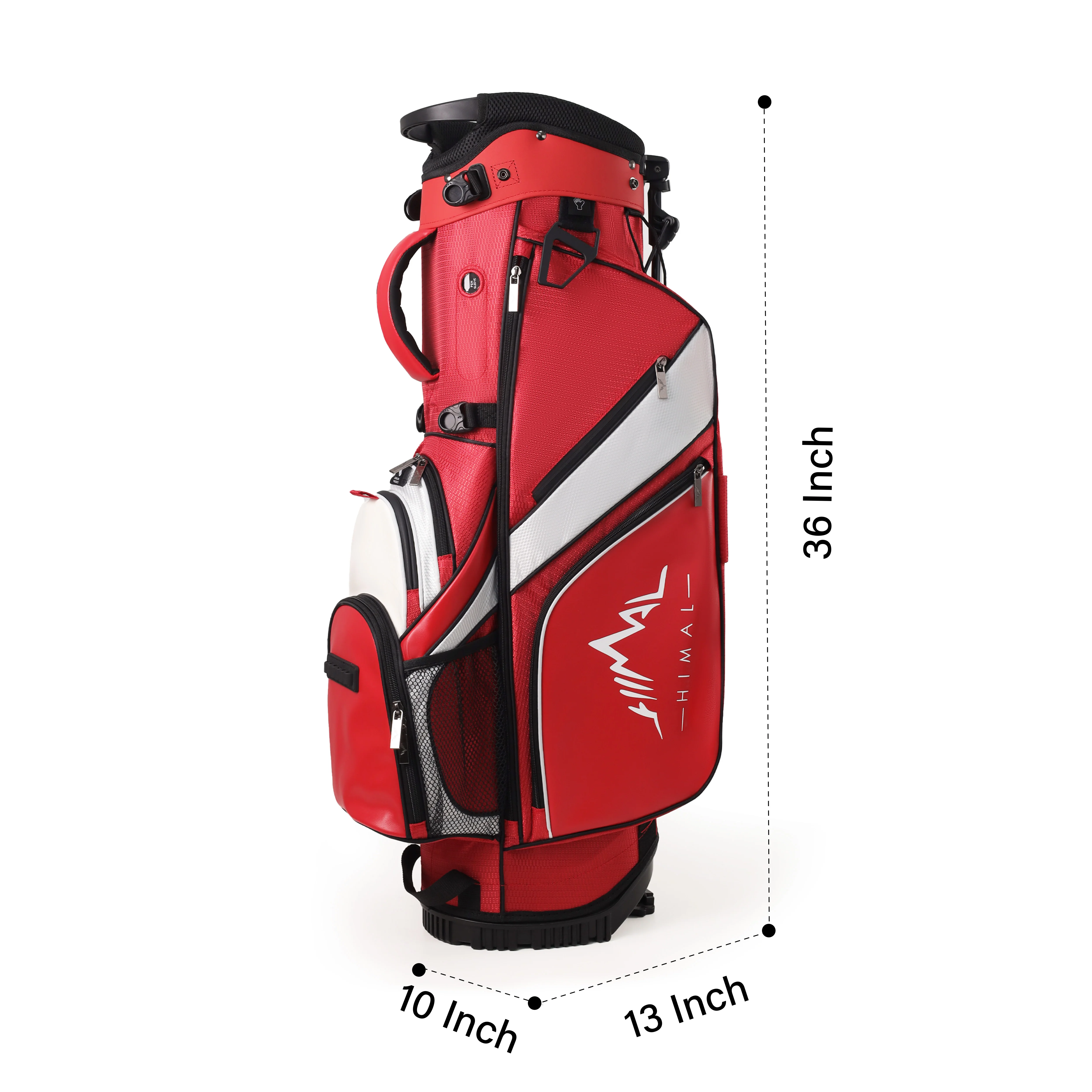 Golf Stand Bag with 4 Way Top Dividers-Red White