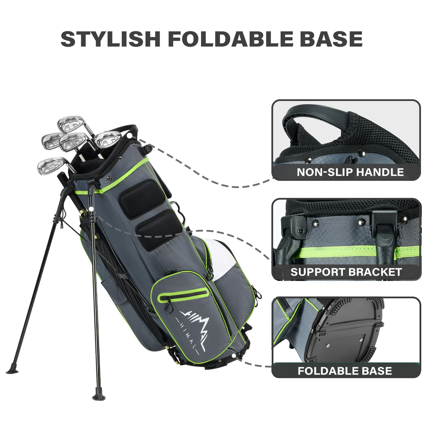 4-Way Golf Stand Bag-Steel Gray White