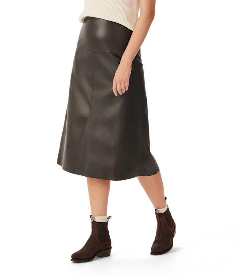 Gore leather midi skirt