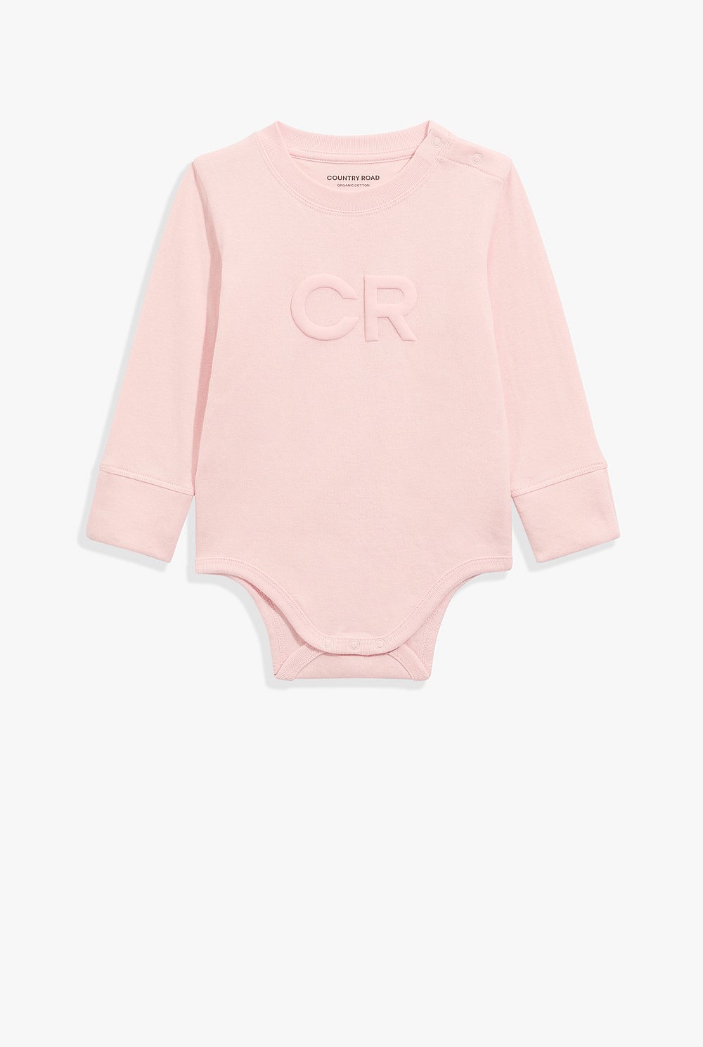Organically Grown Cotton Puff Logo Long Sleeve Bodysuit