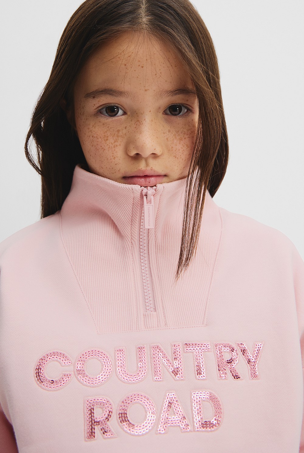 Australian Cotton Sequin Half Zip Sweat