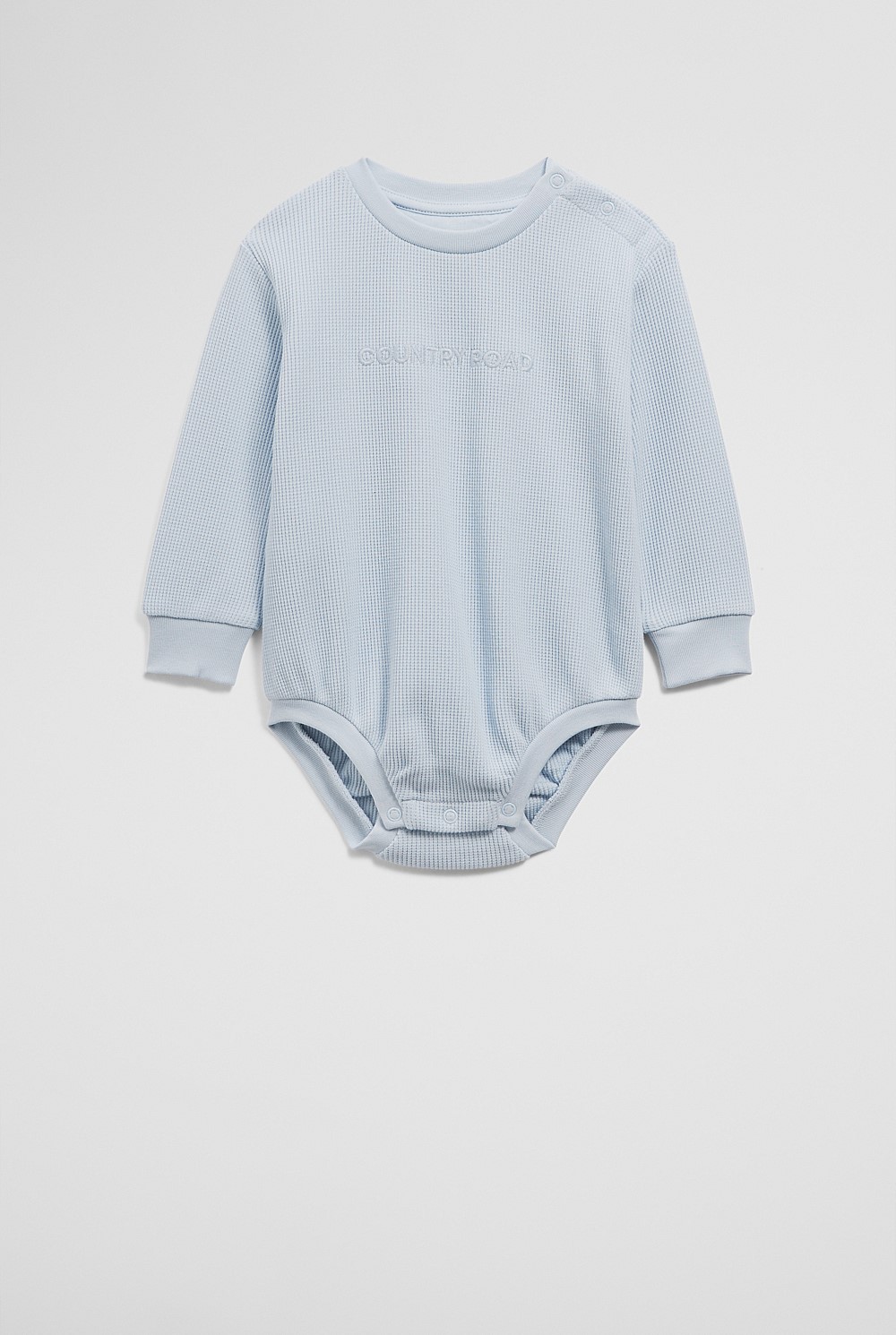 Organically Grown Cotton Waffle Logo Long Sleeve Bodysuit