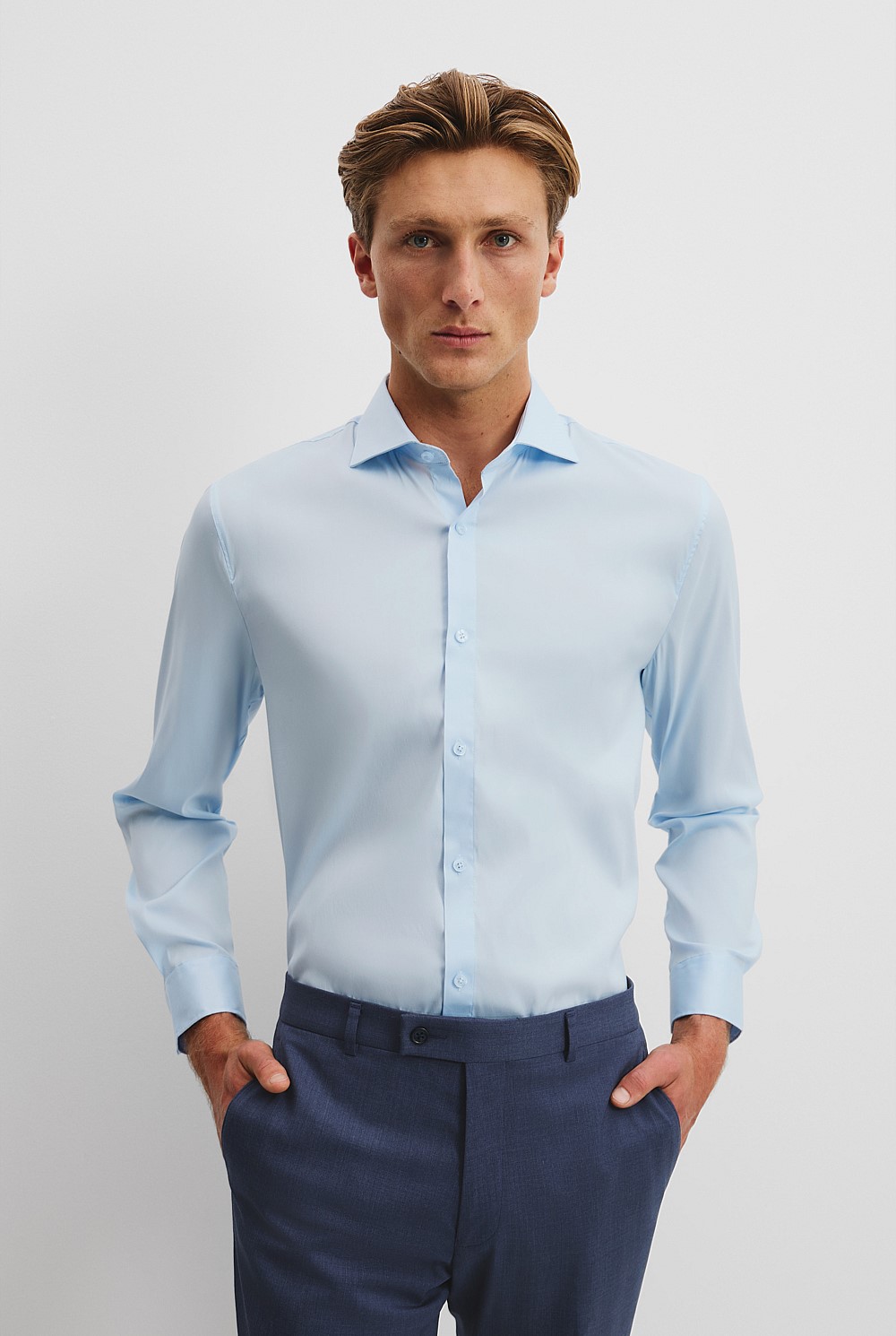 Tailored Fit Cotton Blend Stretch Shirt