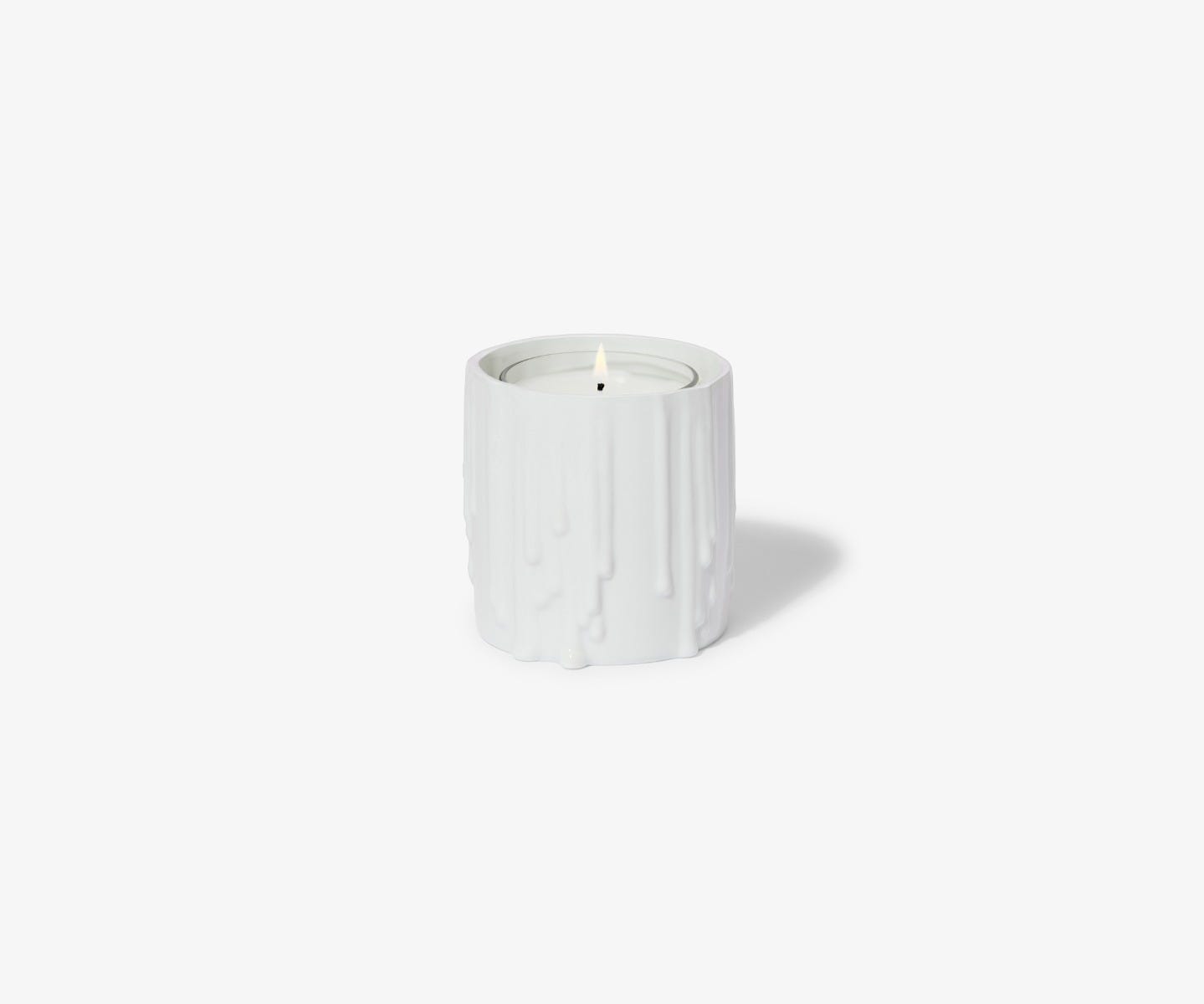 White Melted Wax Candle Holder - For classic candles