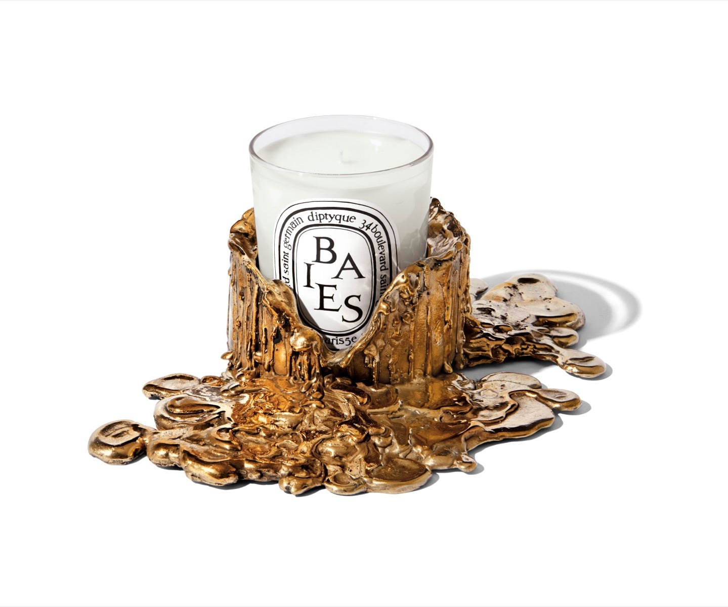 Medium gold bronze candle holder - For classic candles