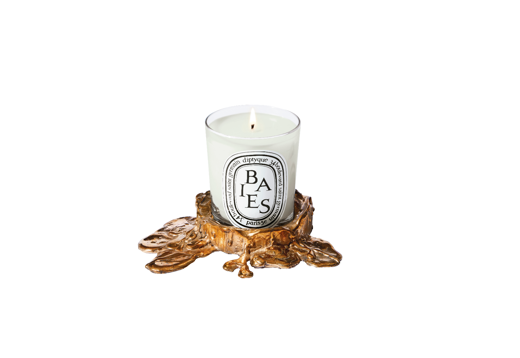 Small gold bronze candle holder - For classic candles