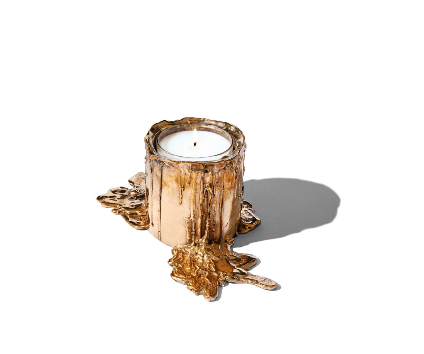 Large gold bronze candle holder - For classic candles