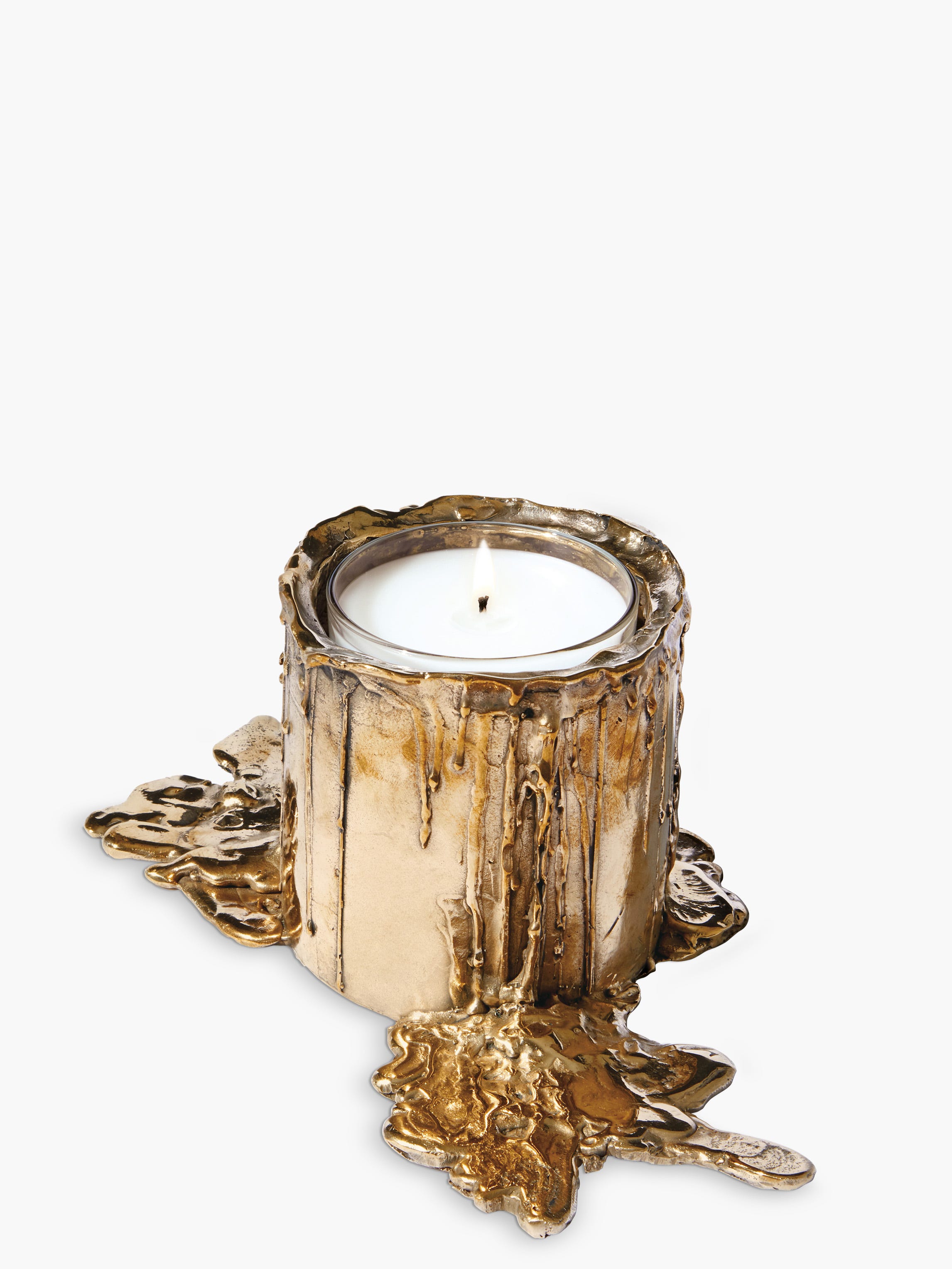 Large gold bronze candle holder - For classic candles