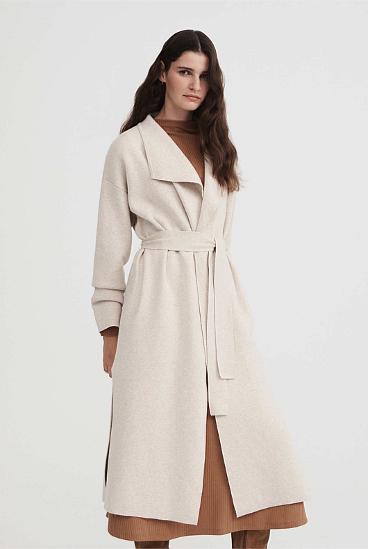 Double Faced Knit Coat - Oatmeal Marle