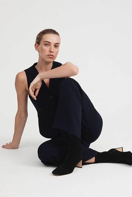 Suede 65mm Heel Bootie - Black