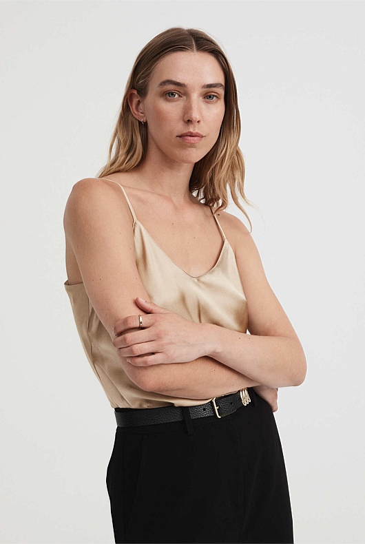 Silk Satin Camisole - Pebble