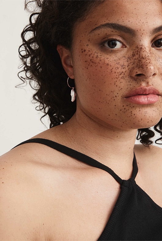 Freshwater Pearl Mini Hoops - Rose Gold