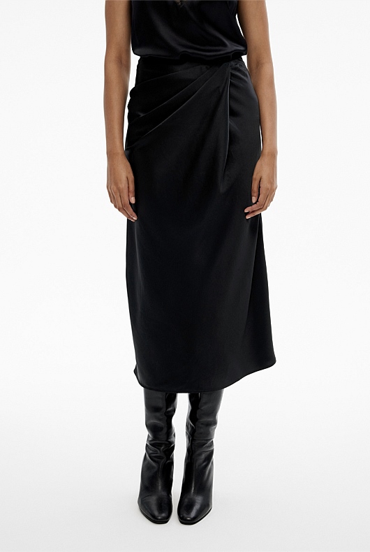 Acetate Drape Skirt - Black