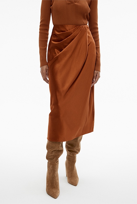 Acetate Drape Skirt - Faded Terracotta