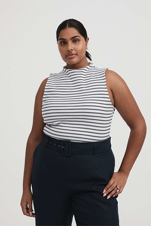 Cotton Rib Stripe Tank - Ink