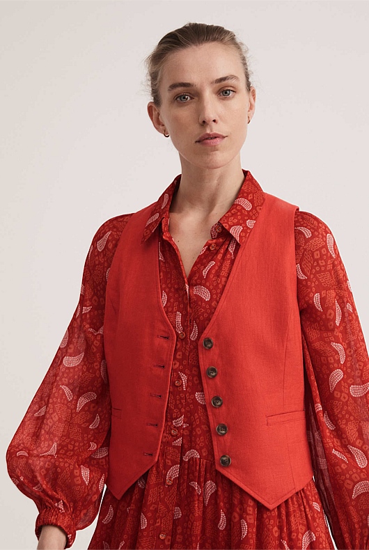 Linen Waistcoat - Tangelo