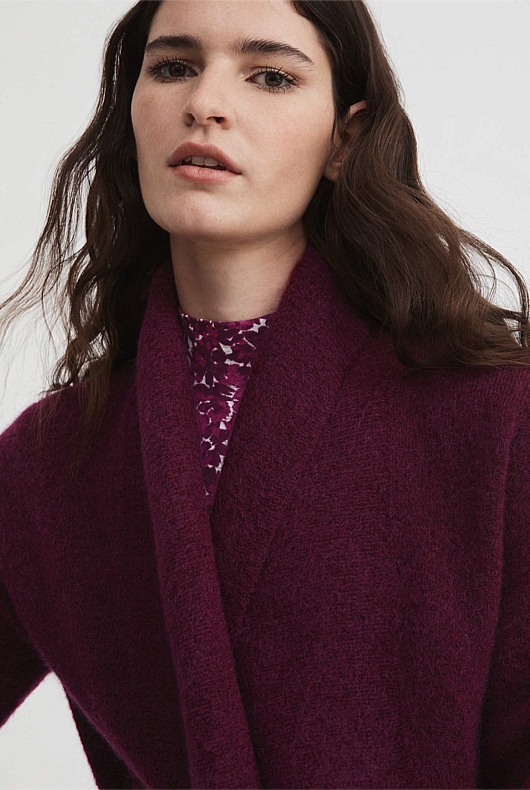 Mohair Knit Cardigan - Deep Magenta