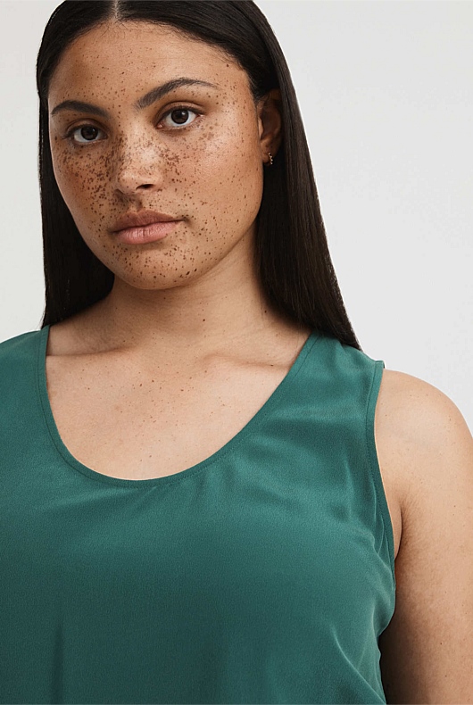 Silk Tank - Petrol Green