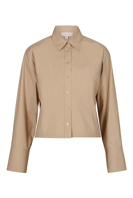 Cotton Cropped Shirt - Washed Sand