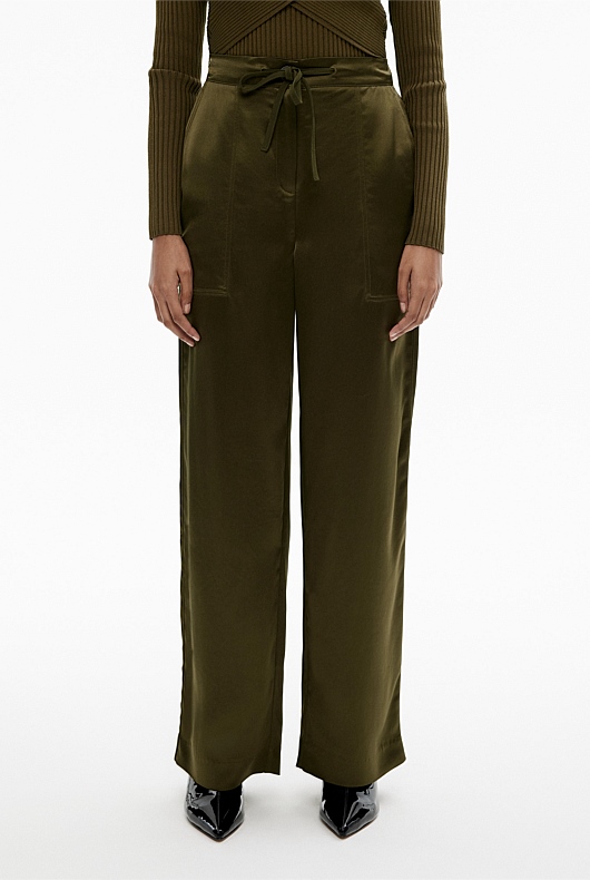 Acetate Blend Pant - Jungle