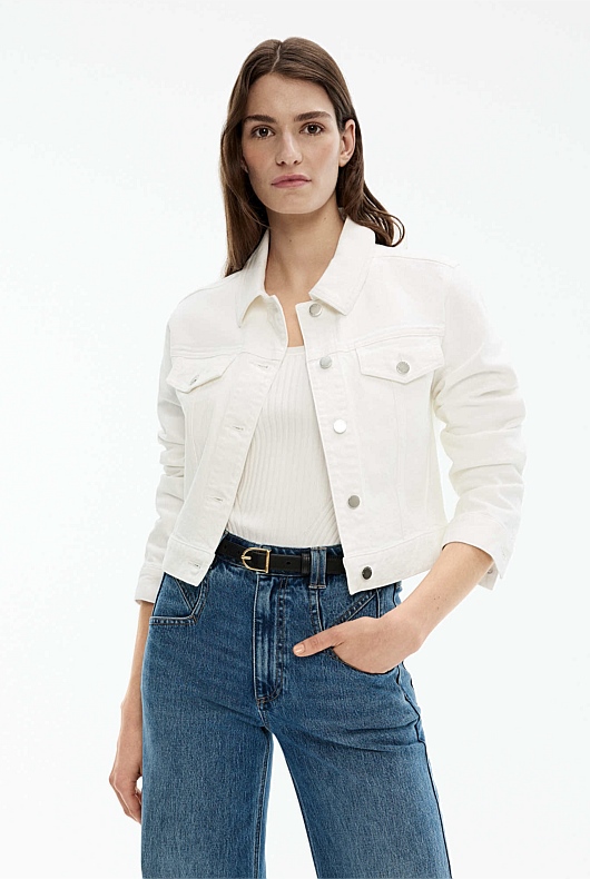 Denim Crop Jacket - Parchment