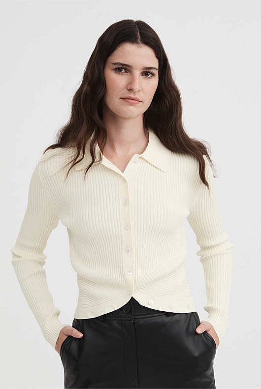 Crepe Button Through Crop - Cream