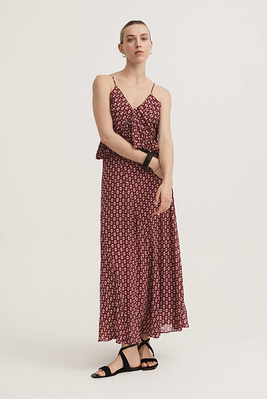 Ikat Pleat Cami - Burnt Sienna