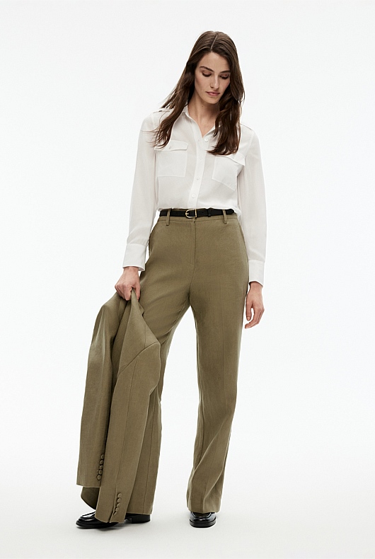 Silk Utility Tab Sleeve Shirt - Chalk