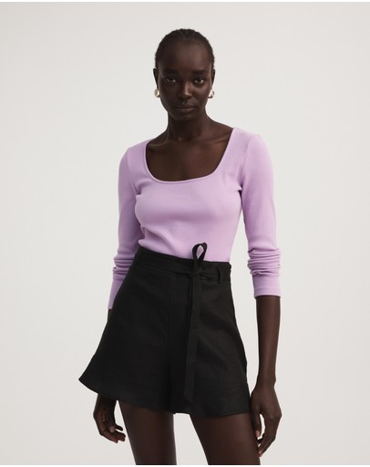 Witchery Cotton Rib Wide Neck Top