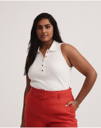 Witchery Cotton Rib Henley Tank