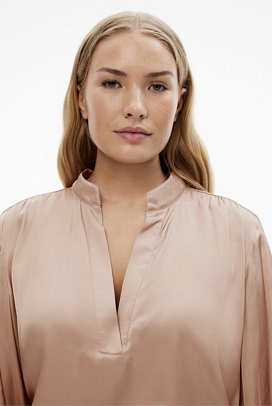 Modern Cuff Blouse - Pebble