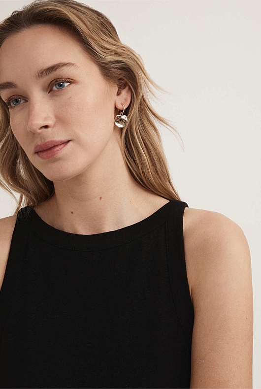 Linen Bind Detail Tank - Black