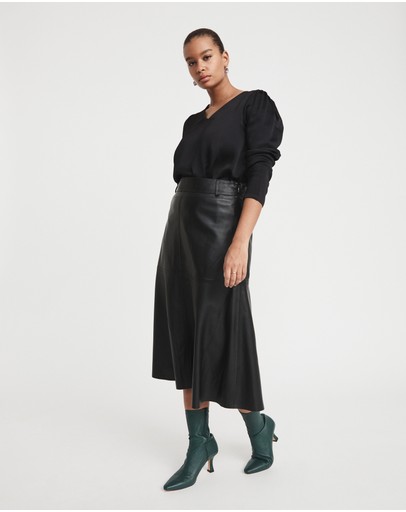 Witchery Hammered Viscose Long Sleeve Blouse