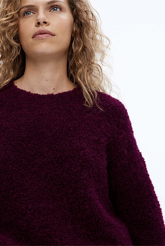 Boucle Crew Neck Knit - Bordeaux