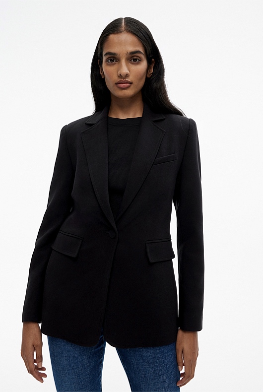 Classic Single-Breasted Blazer - Black